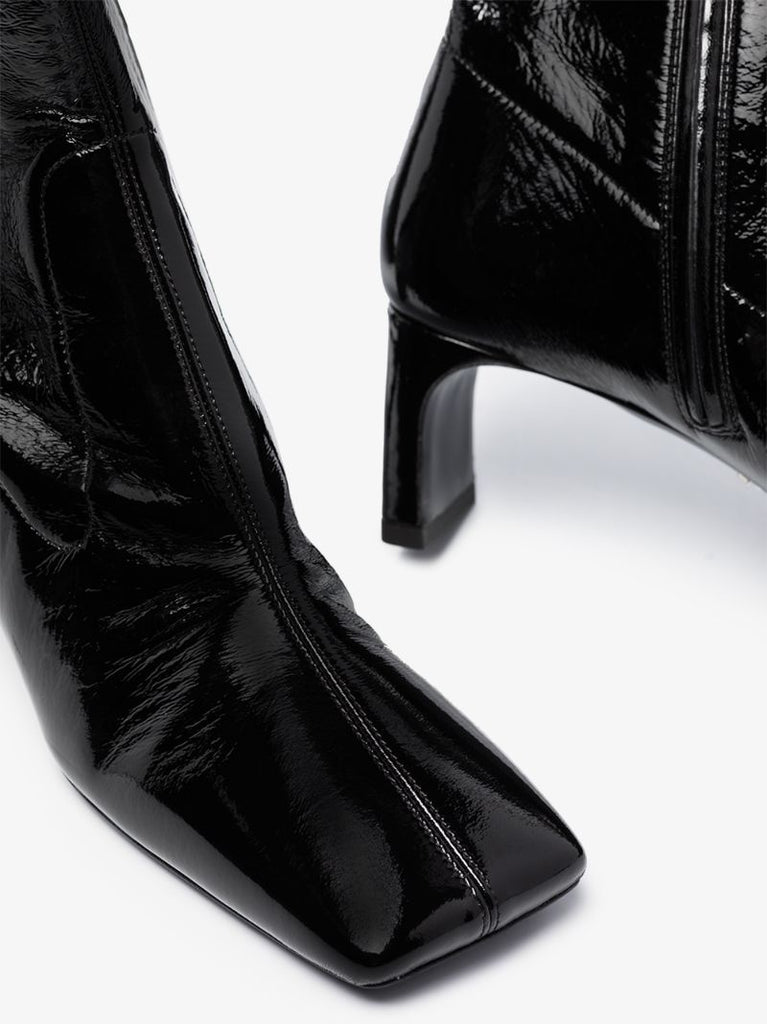 Black 55 Square Toe Thigh-high Boots