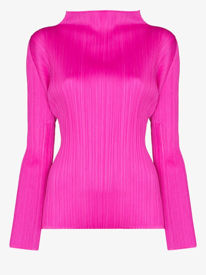 Basic Long Sleeve PlissÃ_x0083_Â© Top