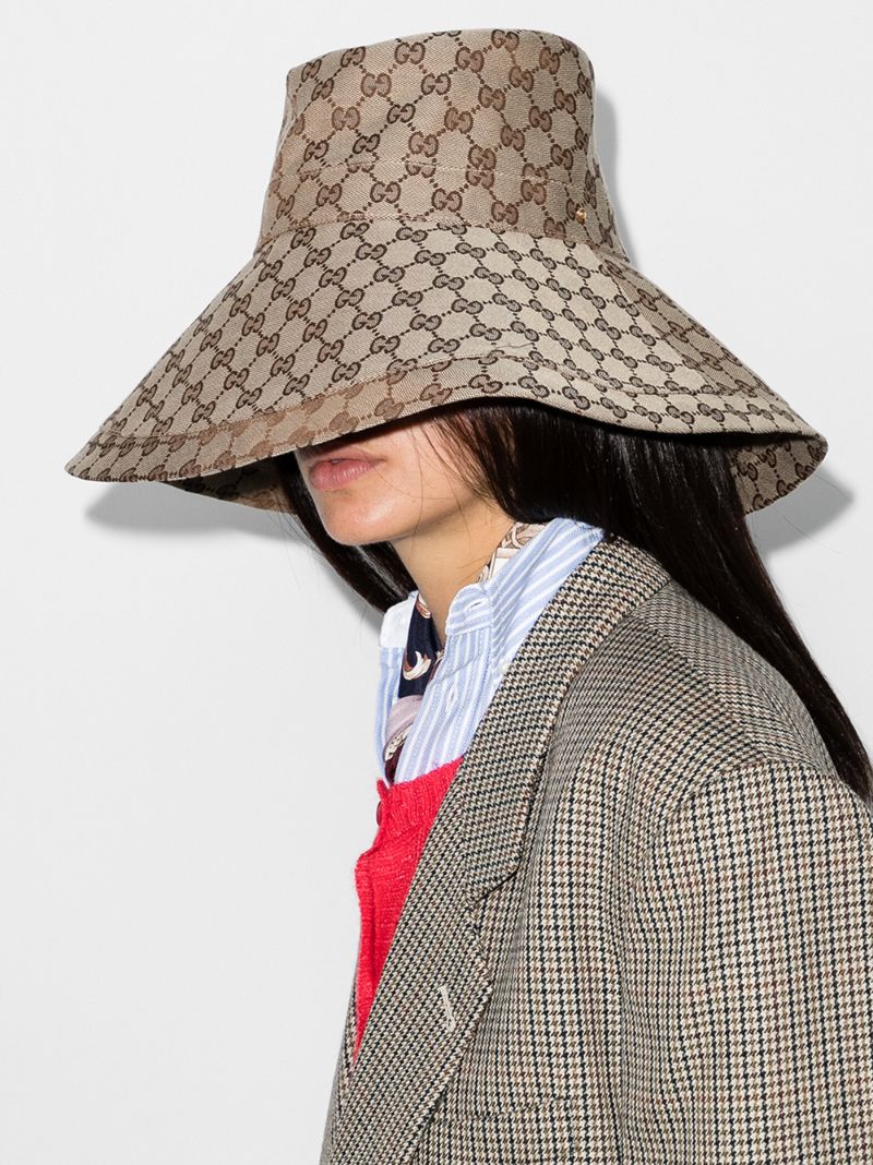 Brown Gg Supreme Canvas Wide Brim Hat