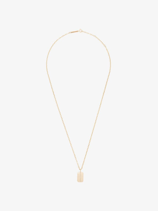 14k Yellow Gold Dog Tag Diamond Necklace