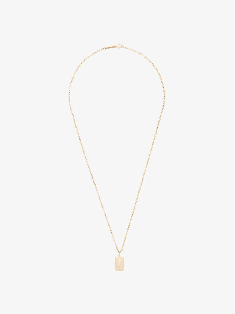 14k Yellow Gold Dog Tag Diamond Necklace