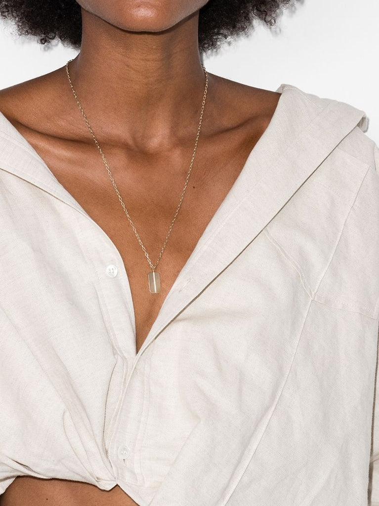 14k Yellow Gold Dog Tag Diamond Necklace