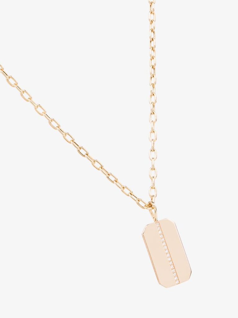 14k Yellow Gold Dog Tag Diamond Necklace