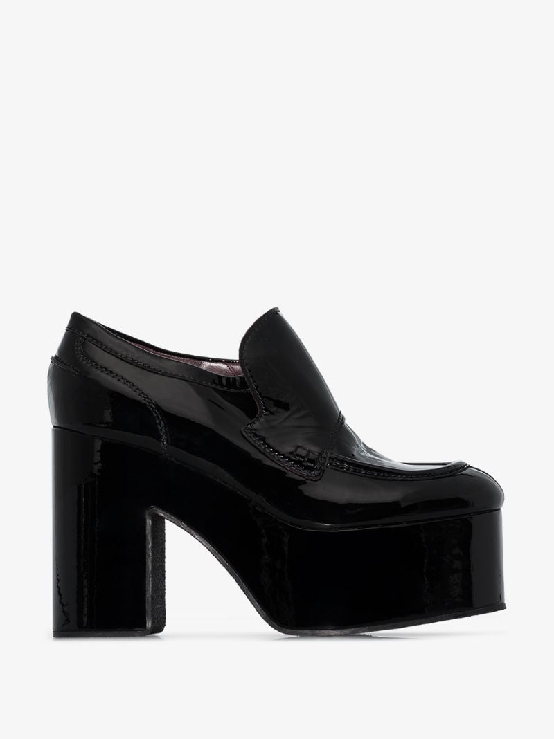 Black 60 Platform Leather Moccasin Loafers