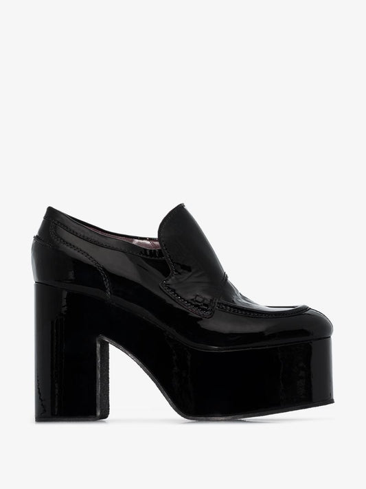 Black 60 Platform Leather Moccasin Loafers