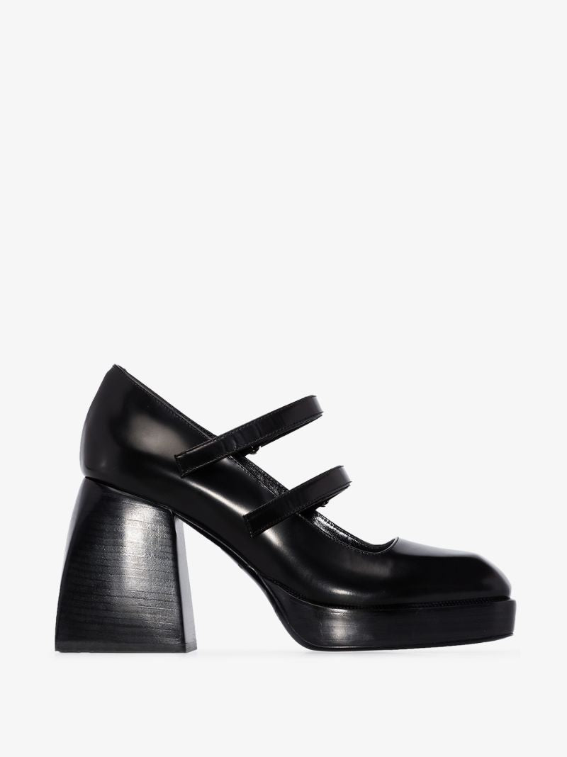 Black Bulla Babies 85 Mary Jane Leather Pumps