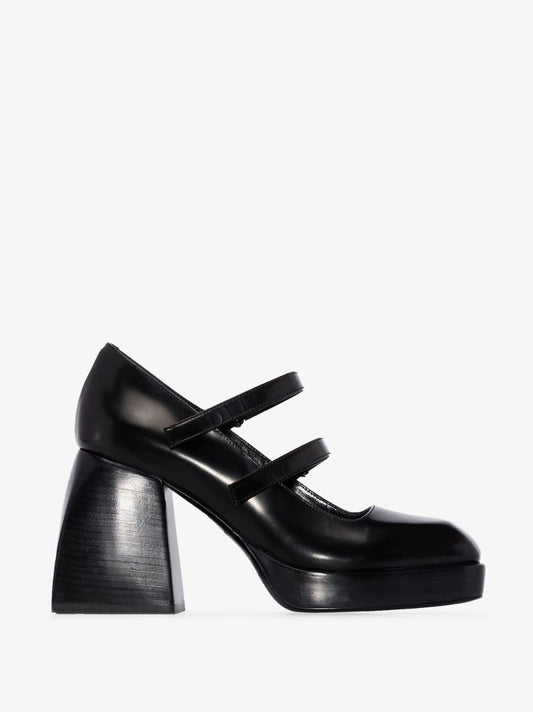 Black Bulla Babies 85 Mary Jane Leather Pumps