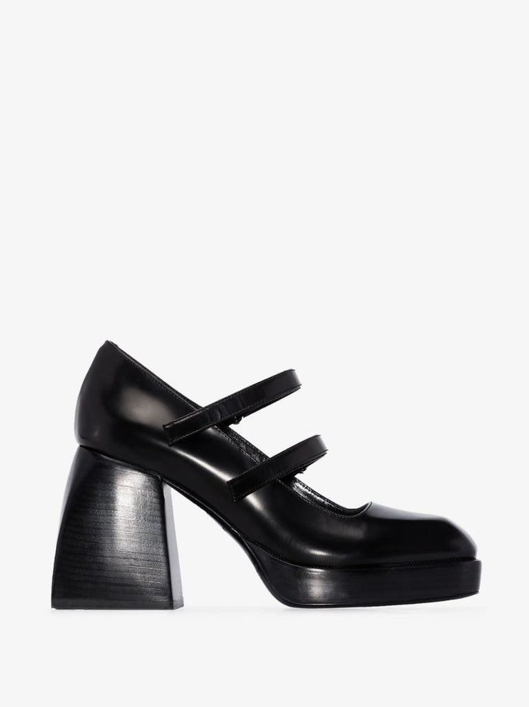 Black Bulla Babies 85 Mary Jane Leather Pumps