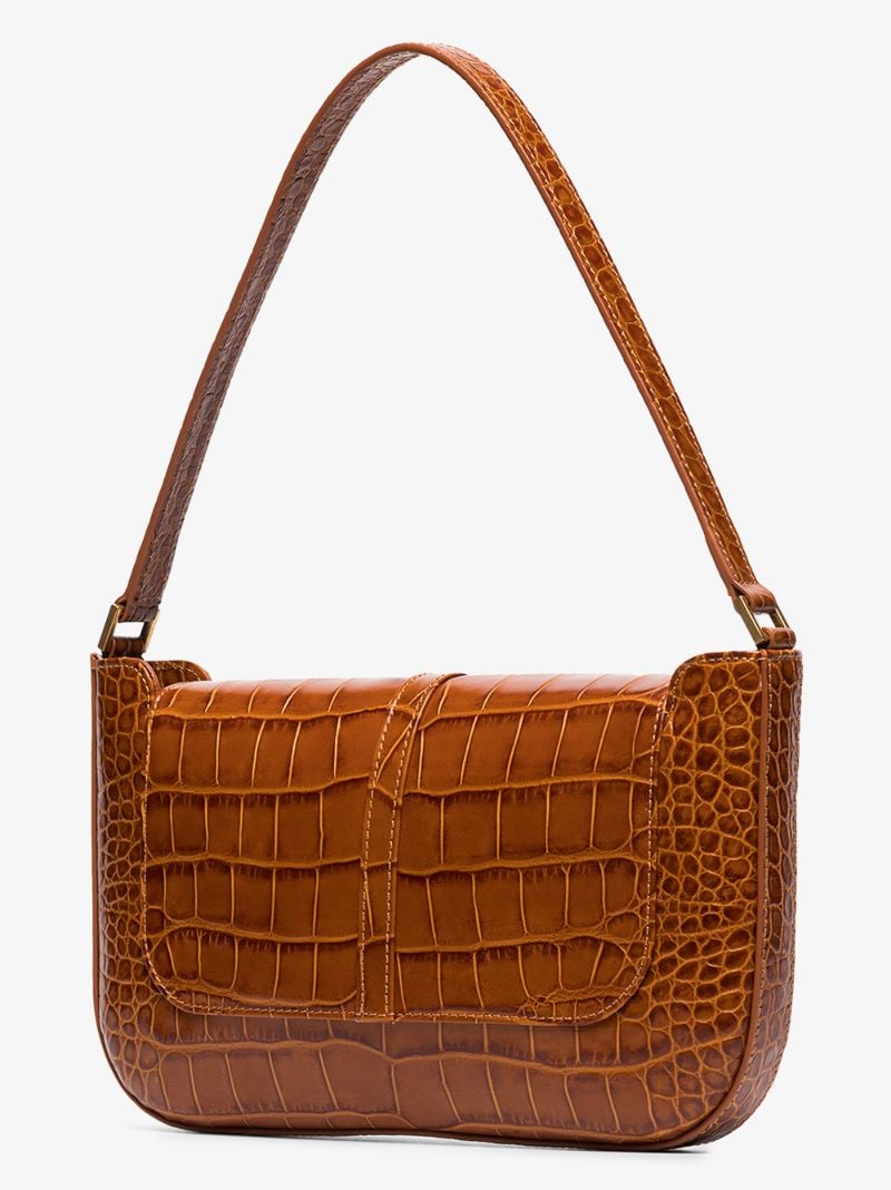 Brown Miranda Snake Effect Leather Shoulder Bag