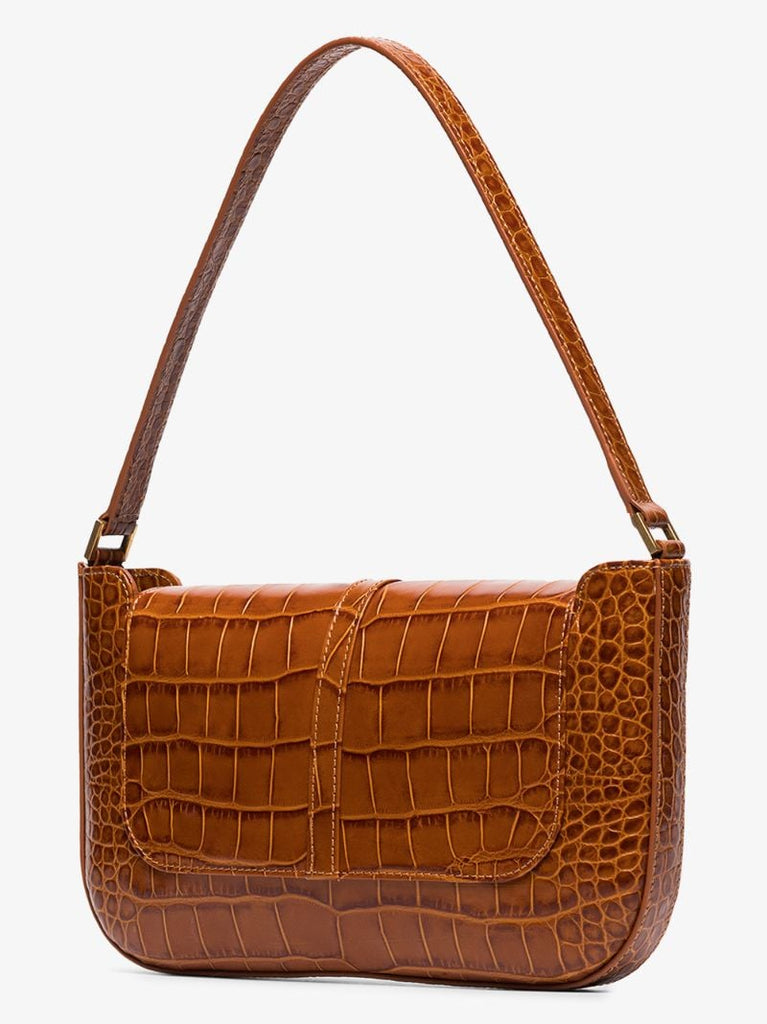 Brown Miranda Snake Effect Leather Shoulder Bag