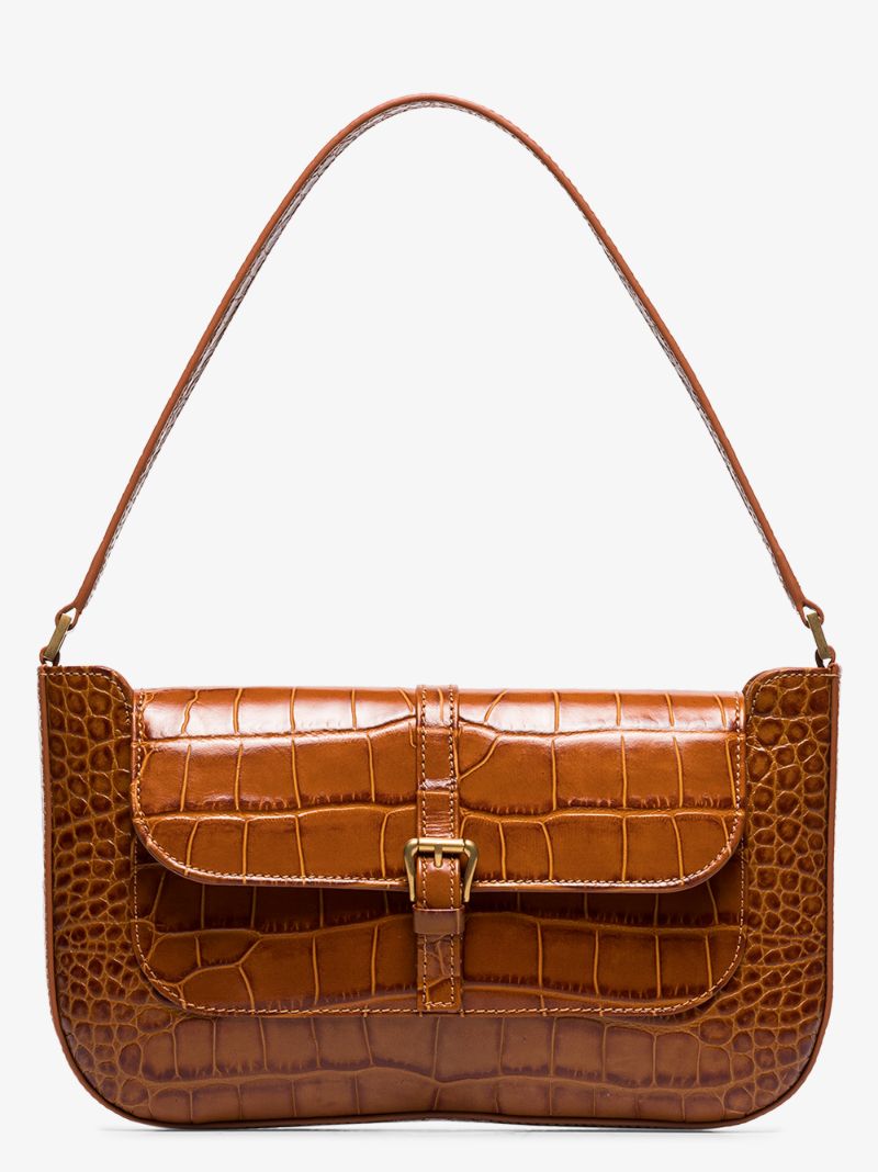 Brown Miranda Snake Effect Leather Shoulder Bag