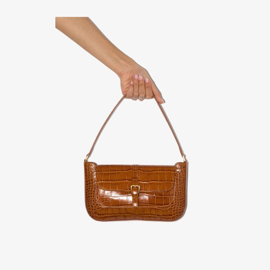 Brown Miranda Snake Effect Leather Shoulder Bag