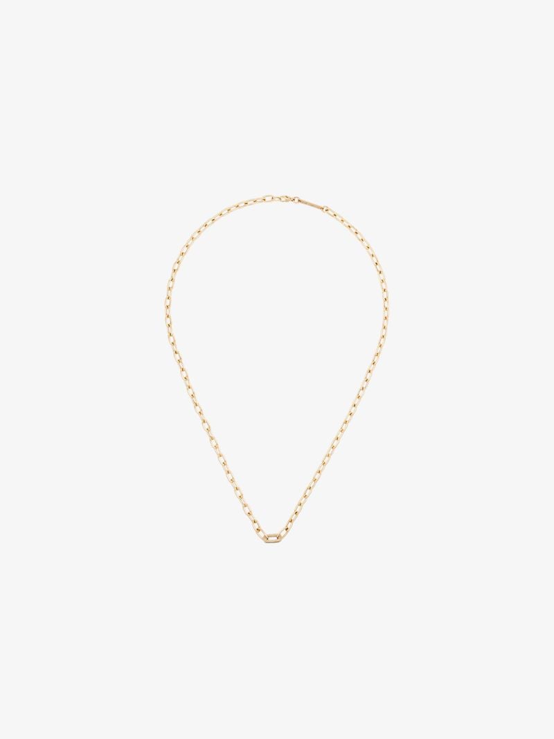 14k Yellow Gold Medium Square Oval Link Diamond Necklace