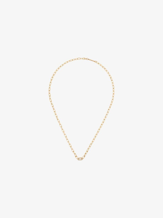 14k Yellow Gold Medium Square Oval Link Diamond Necklace