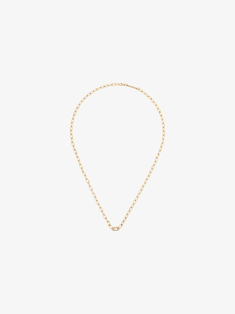 14k Yellow Gold Medium Square Oval Link Diamond Necklace