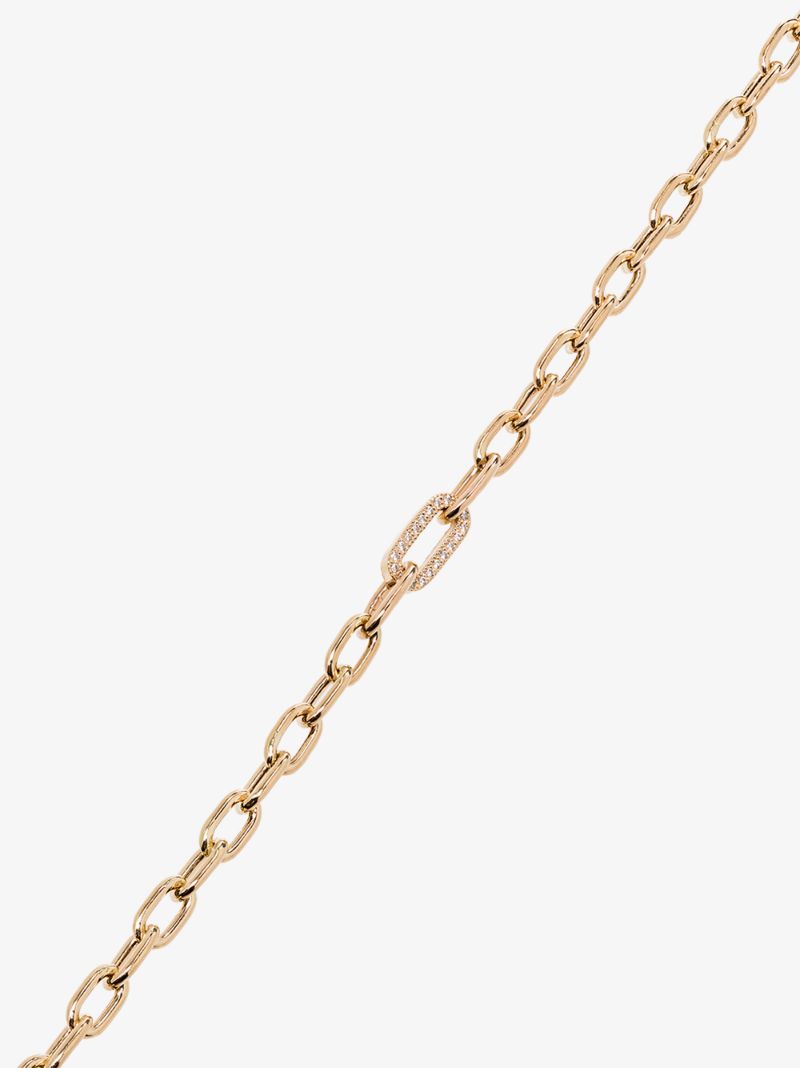 14k Yellow Gold Medium Square Oval Link Diamond Necklace