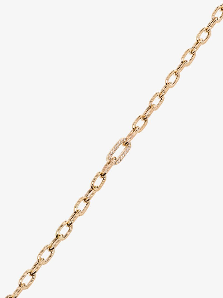 14k Yellow Gold Medium Square Oval Link Diamond Necklace