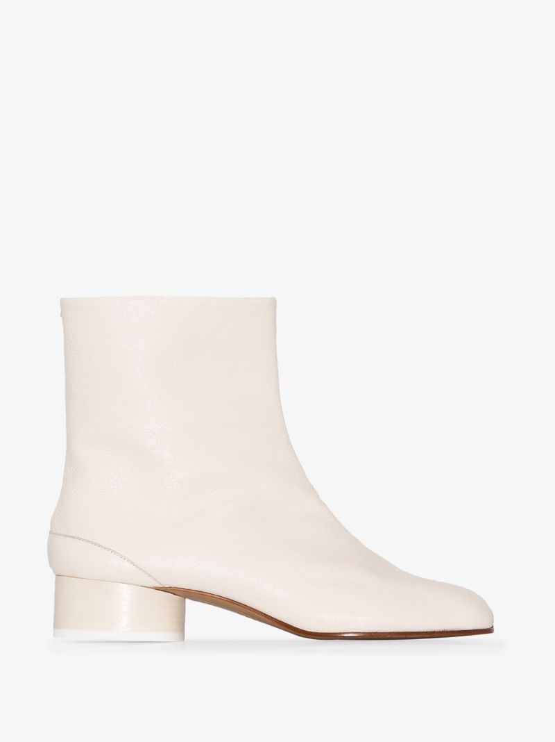 White Tabi 30 Leather Ankle Boots