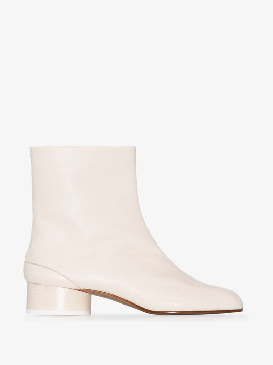 White Tabi 30 Leather Ankle Boots