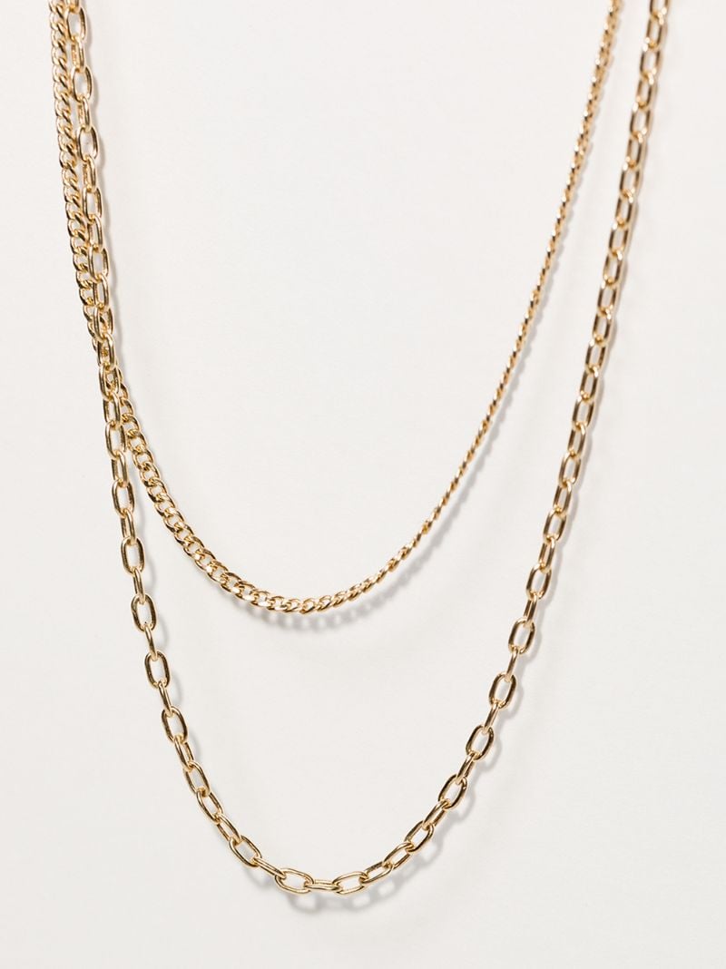 14k Yellow Gold Double Chain Necklace