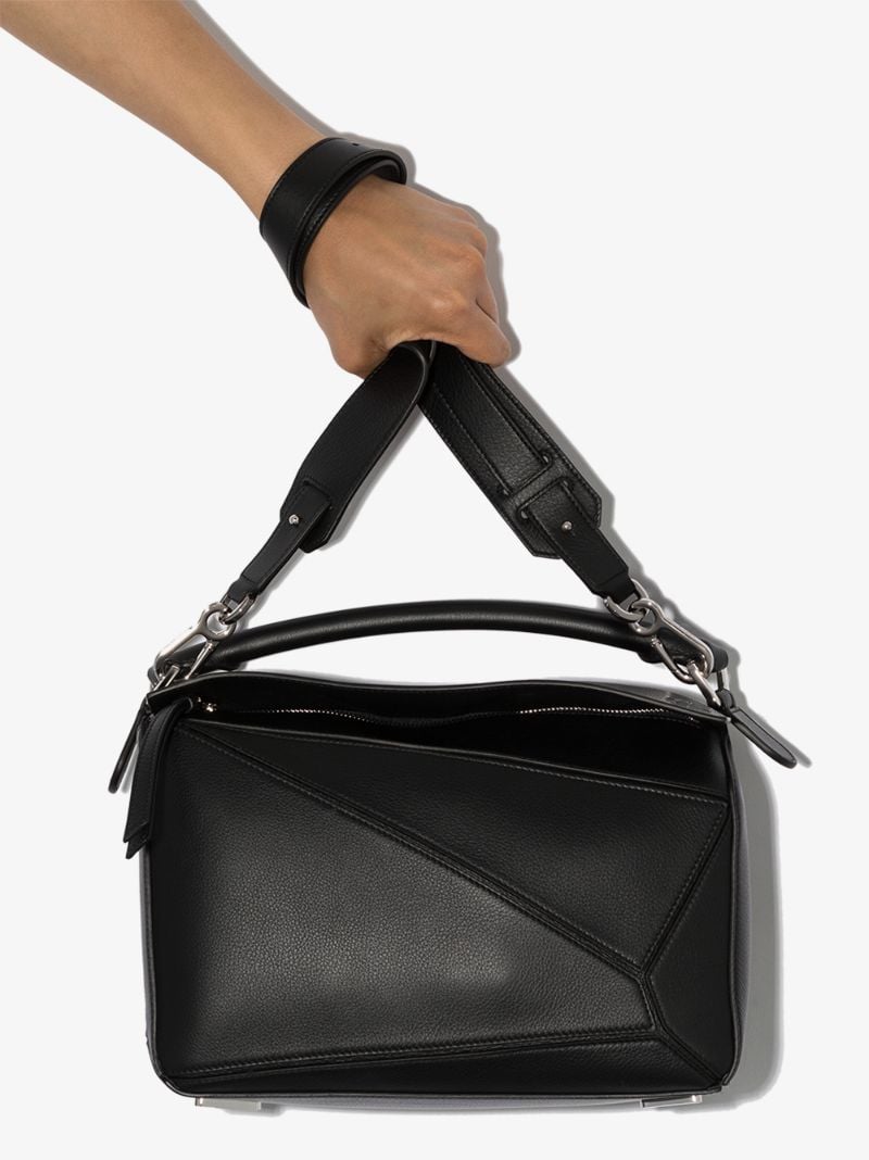 Black Puzzle Medium Leather Shoulder Bag