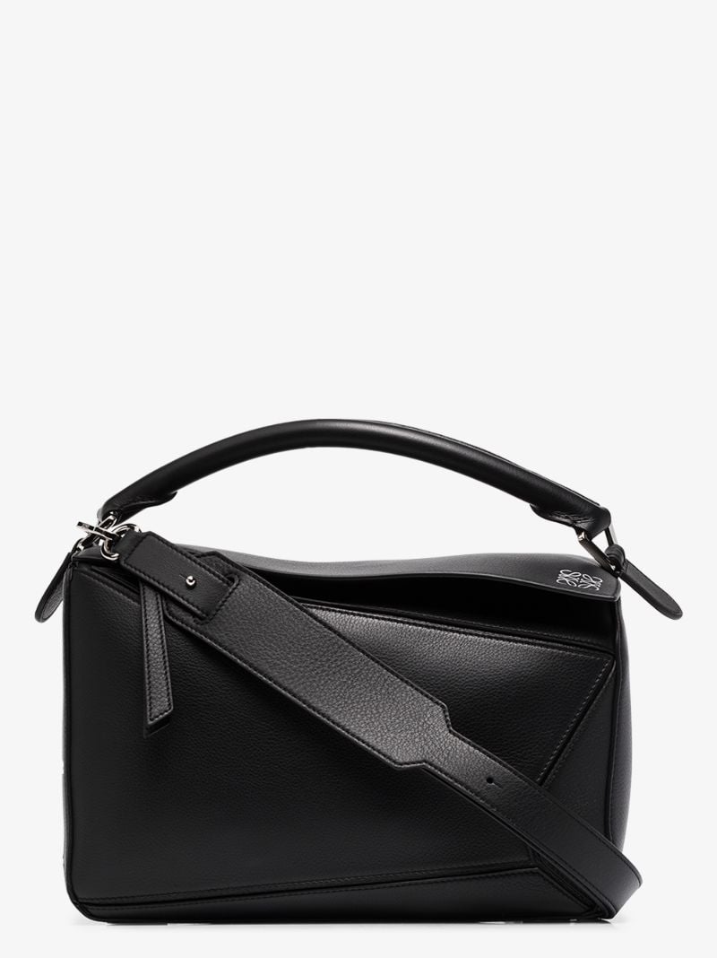 Black Puzzle Medium Leather Shoulder Bag