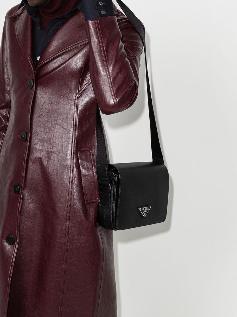 Black Saffiano Leather Messenger Bag