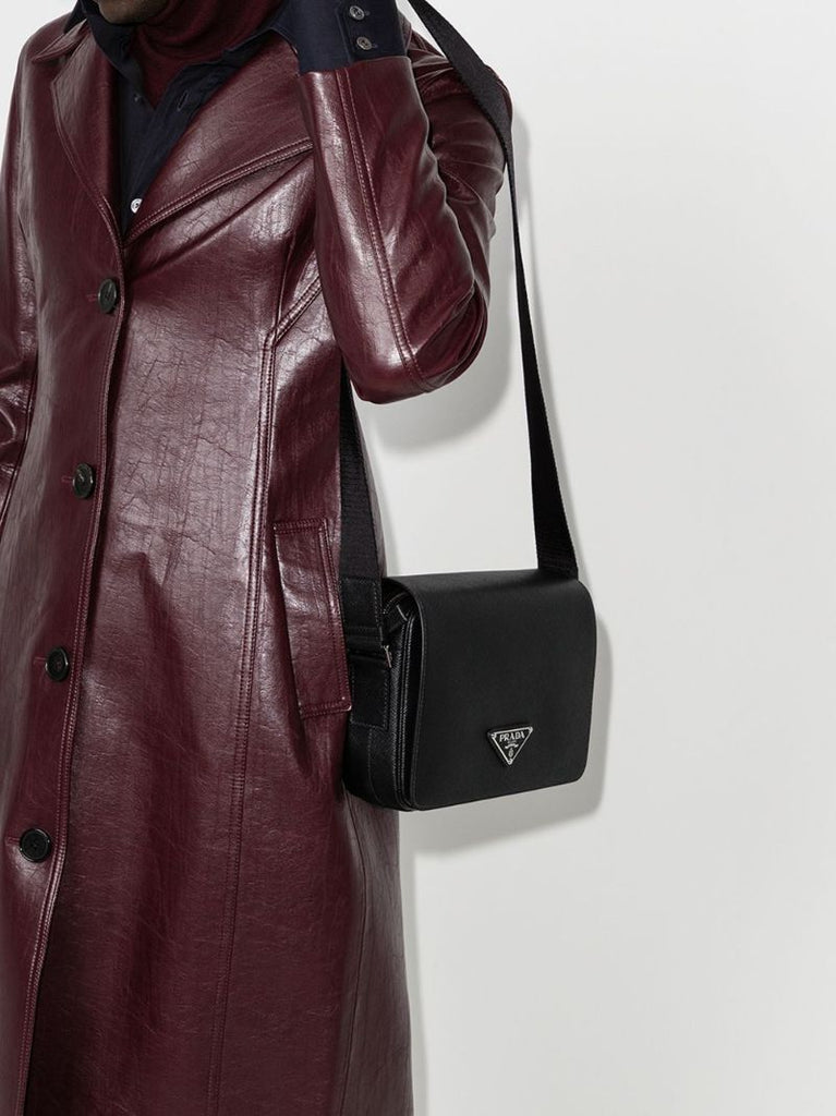 Black Saffiano Leather Messenger Bag