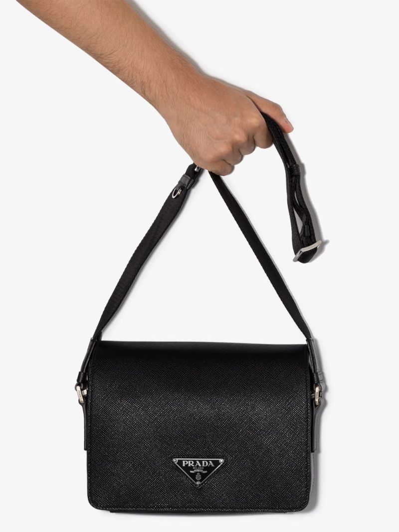Black Saffiano Leather Messenger Bag