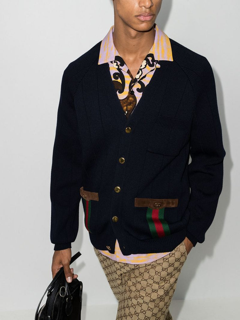 Web Stripe Pocket Cardigan