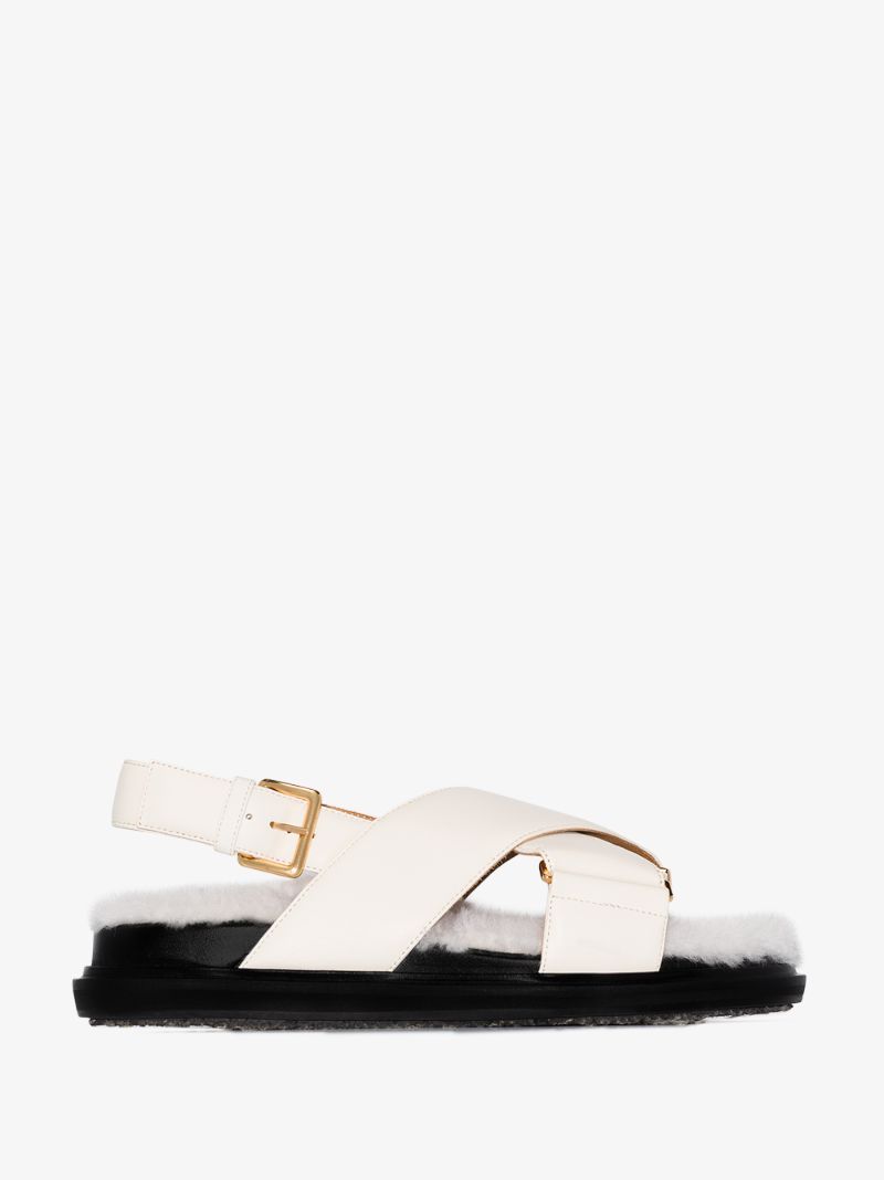 Neutral Fussbett Shearling Sandals