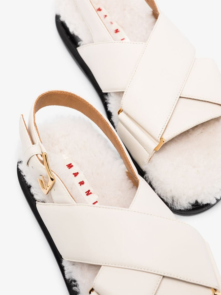 Neutral Fussbett Shearling Sandals