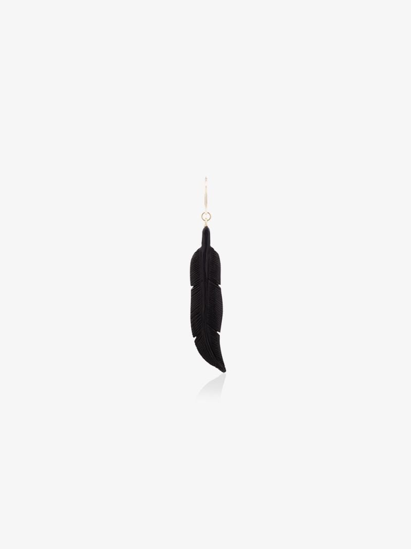 18k Yellow Gold Horn Feather Earring