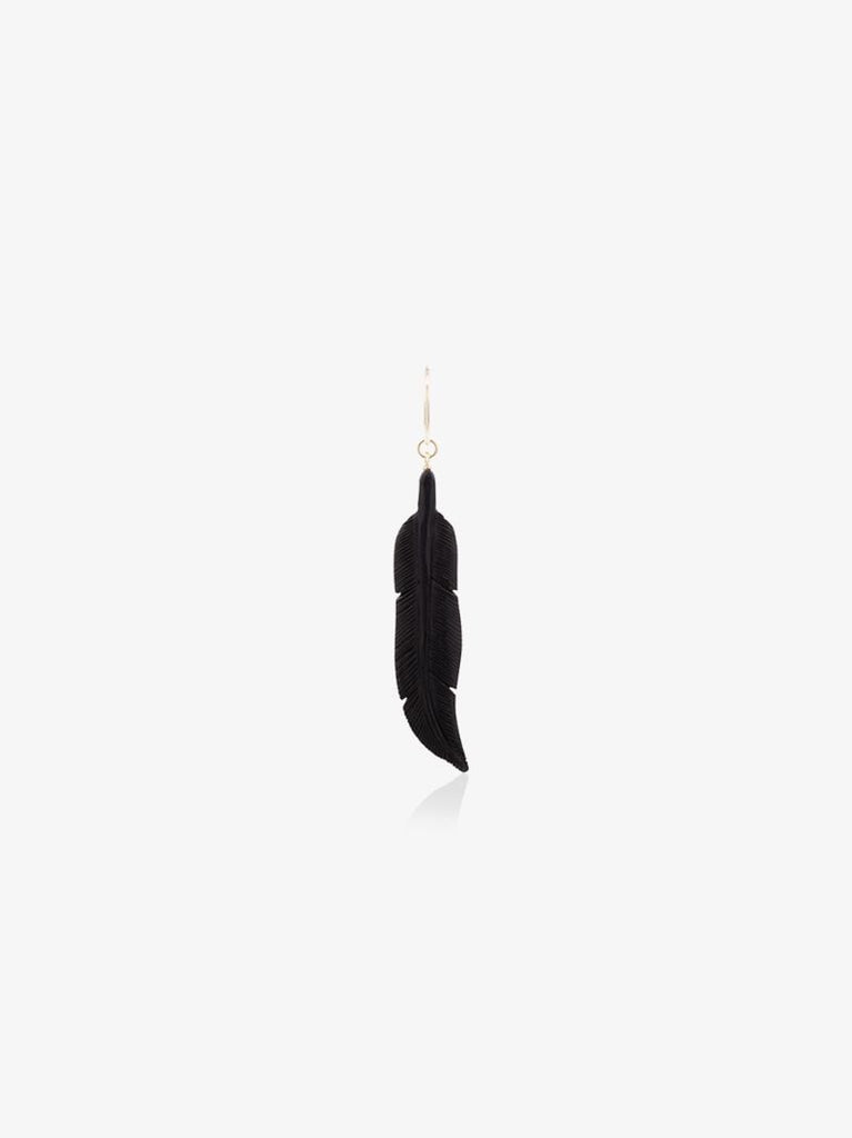 18k Yellow Gold Horn Feather Earring