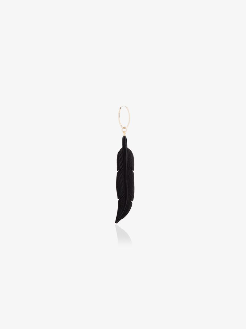 18k Yellow Gold Horn Feather Earring