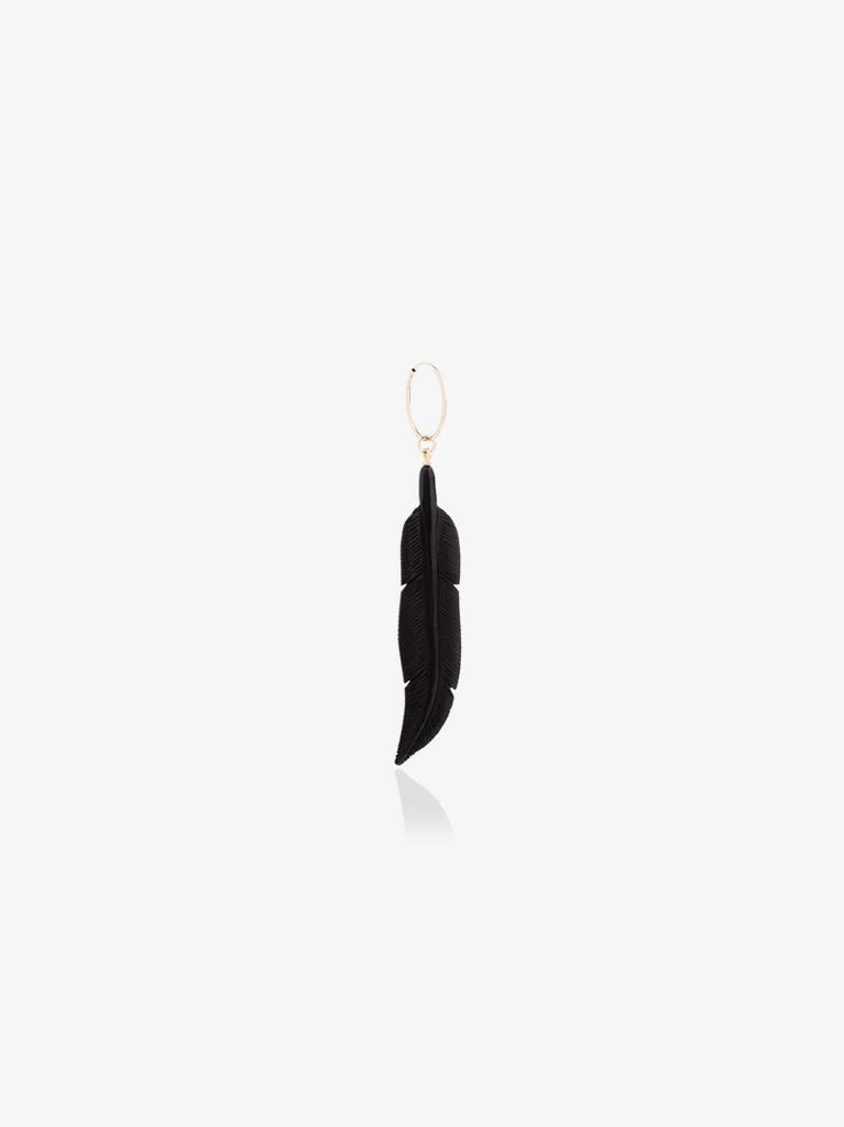 18k Yellow Gold Horn Feather Earring