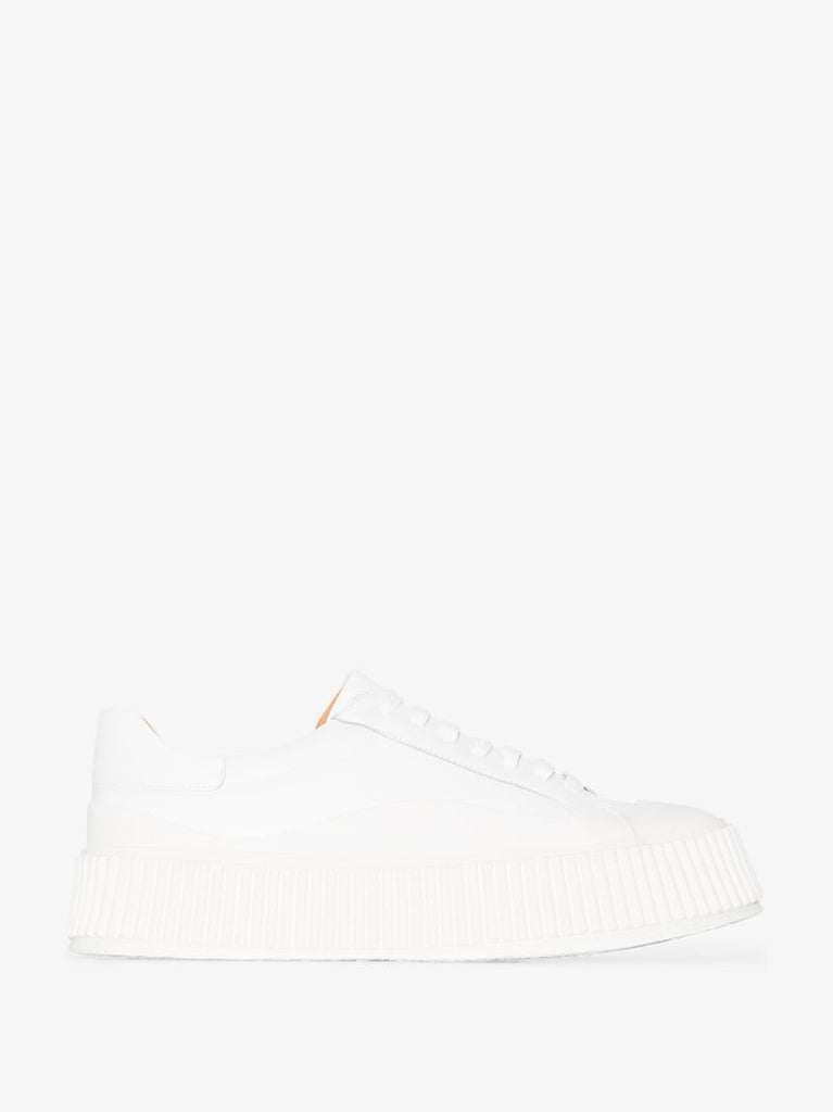 White Flatform Leather Sneakers