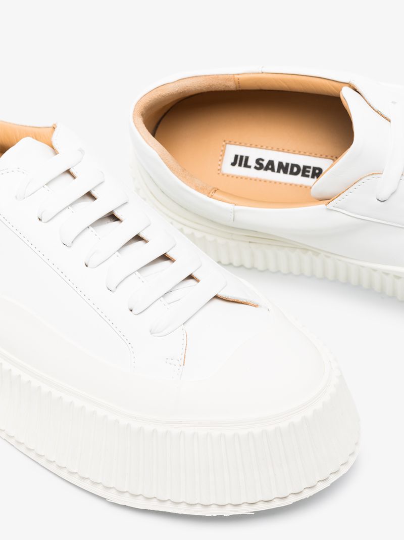 White Flatform Leather Sneakers