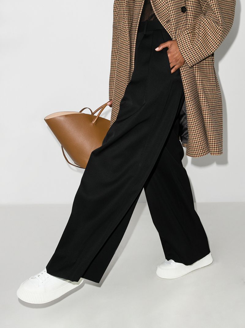 White Flatform Leather Sneakers