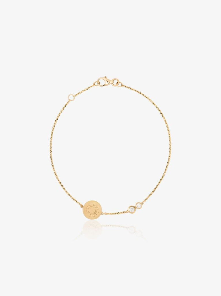 18k Yellow Gold Moon Sun Diamond Bracelet