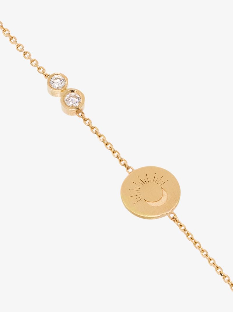 18k Yellow Gold Moon Sun Diamond Bracelet