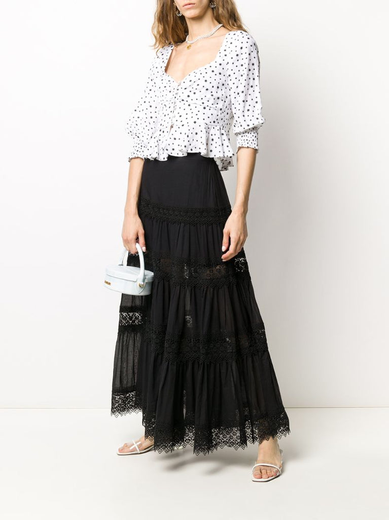 Black Ruth Tiered Maxi Skirt