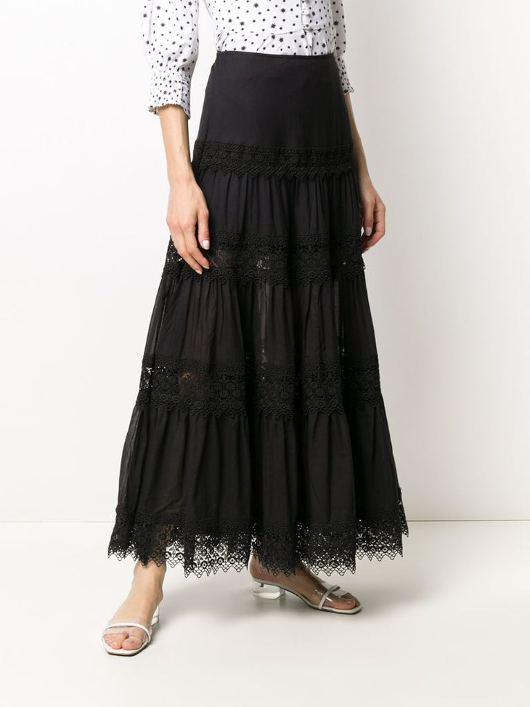 Black Ruth Tiered Maxi Skirt