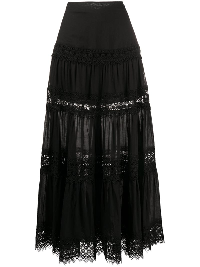 Black Ruth Tiered Maxi Skirt
