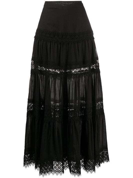 Black Ruth Tiered Maxi Skirt