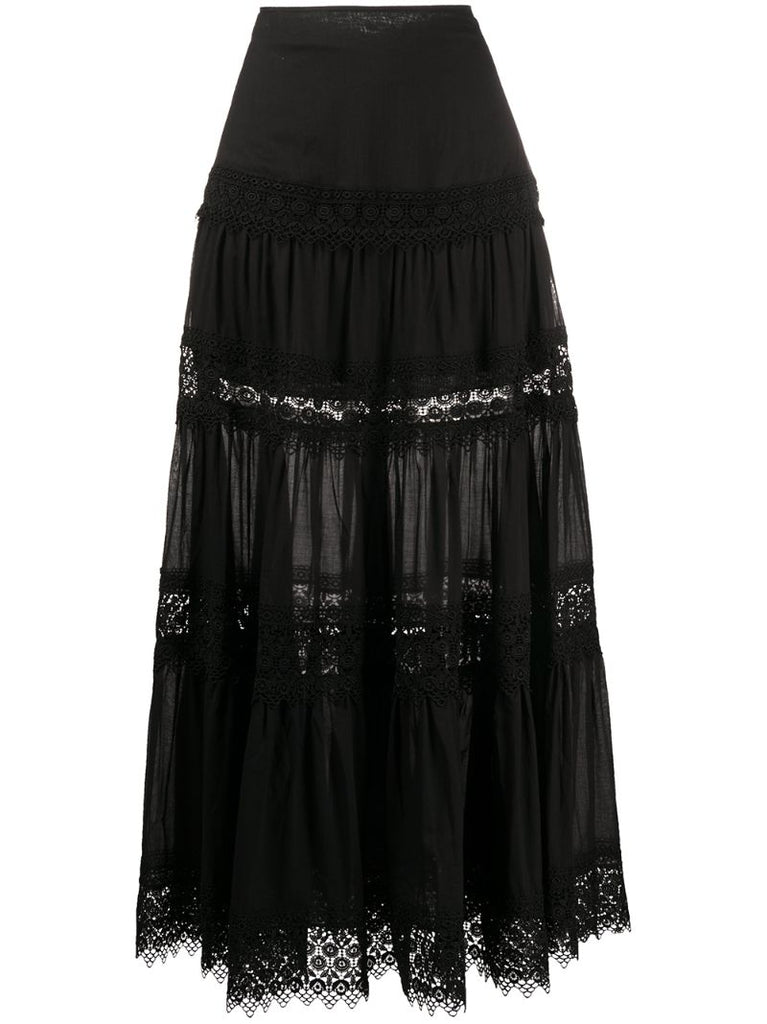 Black Ruth Tiered Maxi Skirt