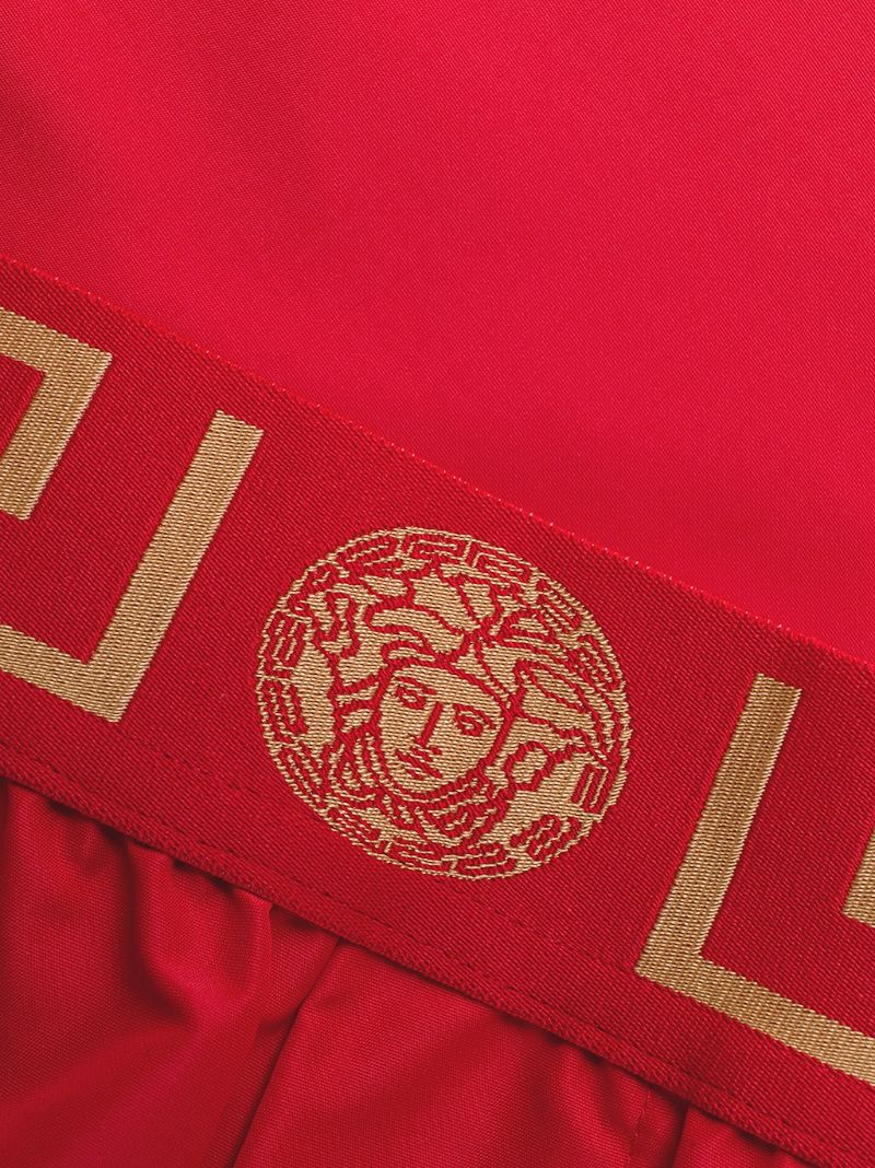 Red Greca Border Swim Shorts