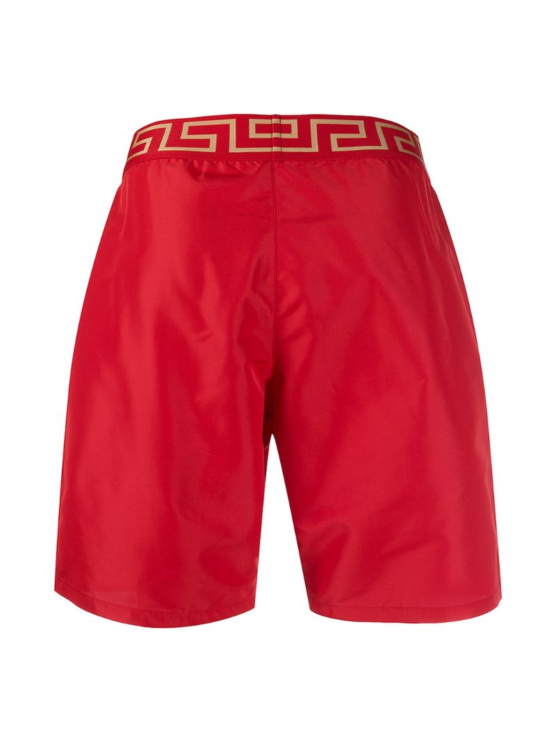 Red Greca Border Swim Shorts