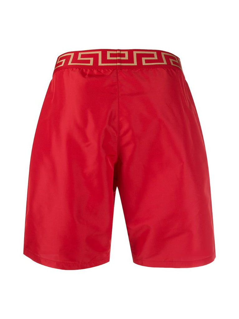 Red Greca Border Swim Shorts