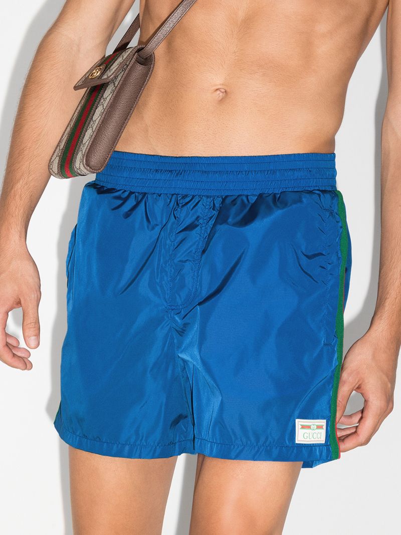 Blue Web Stripe Swim Shorts